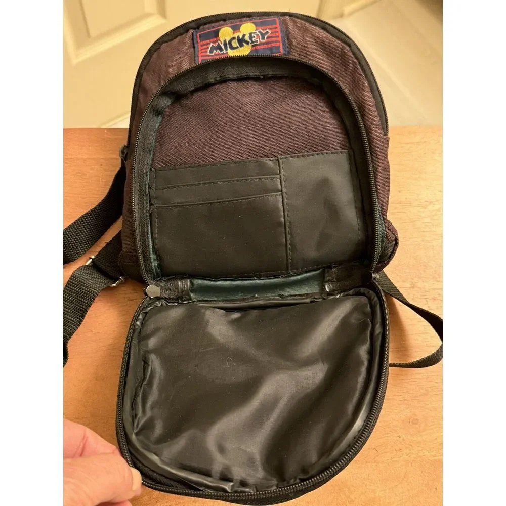 Retro Mickey Unlimited Purple, Green‎ & Suede Front Embroidered Backpack 10
